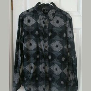 American Eagle Blue Aztec Western Print Shirt Size Medium